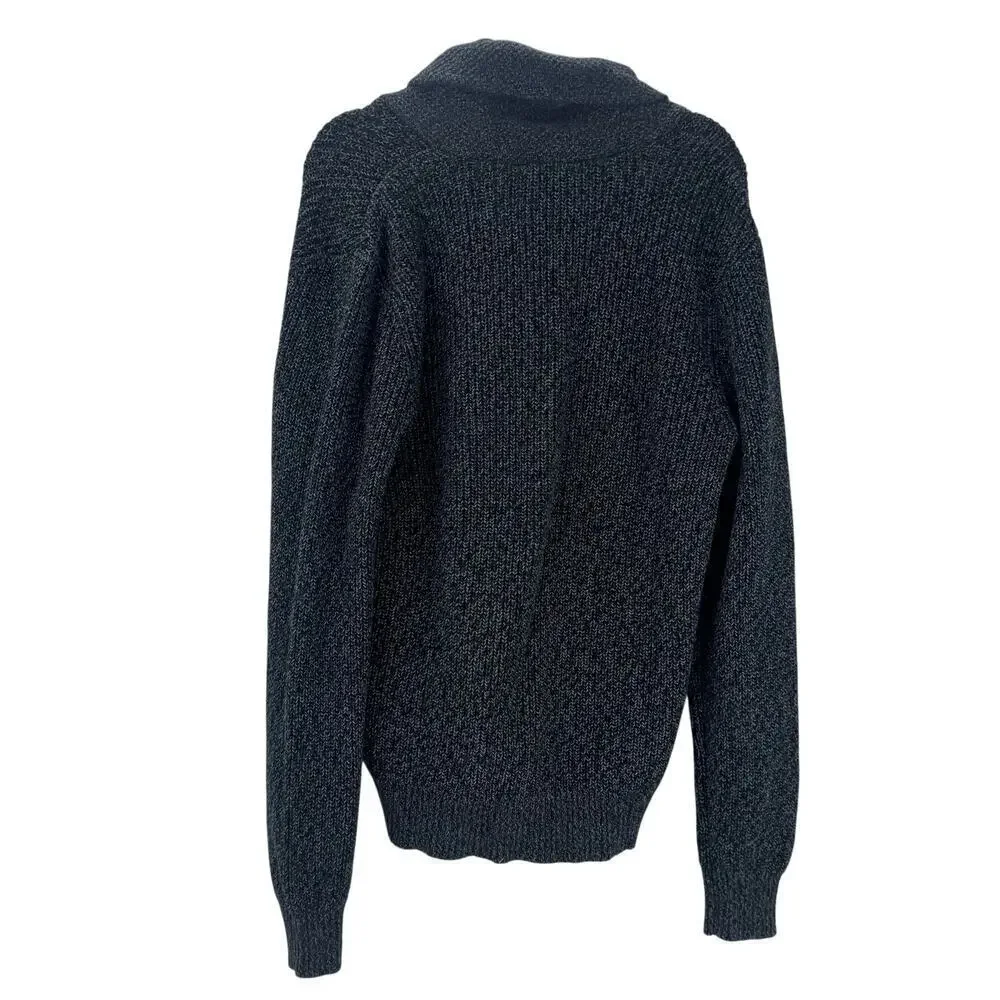 Faherty Men's Marled Cotton Cardigan Sweater Long Sleeve Black Size Large NWT